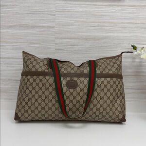 Gucci Brown and Beige Monogram Tote